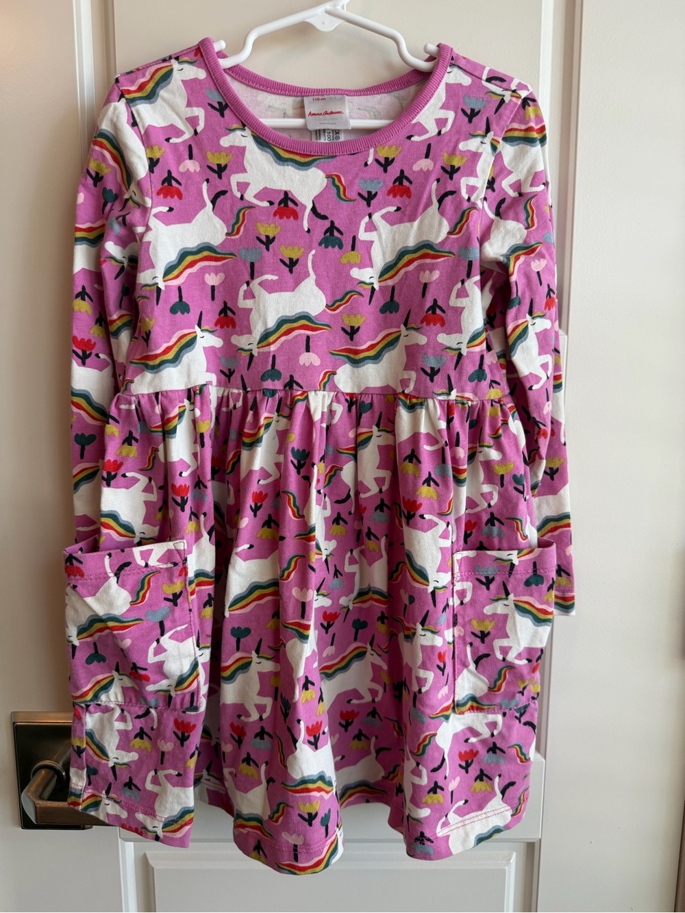 Hanna Andersson Pink Unicorn Rainbow Pocket Dress